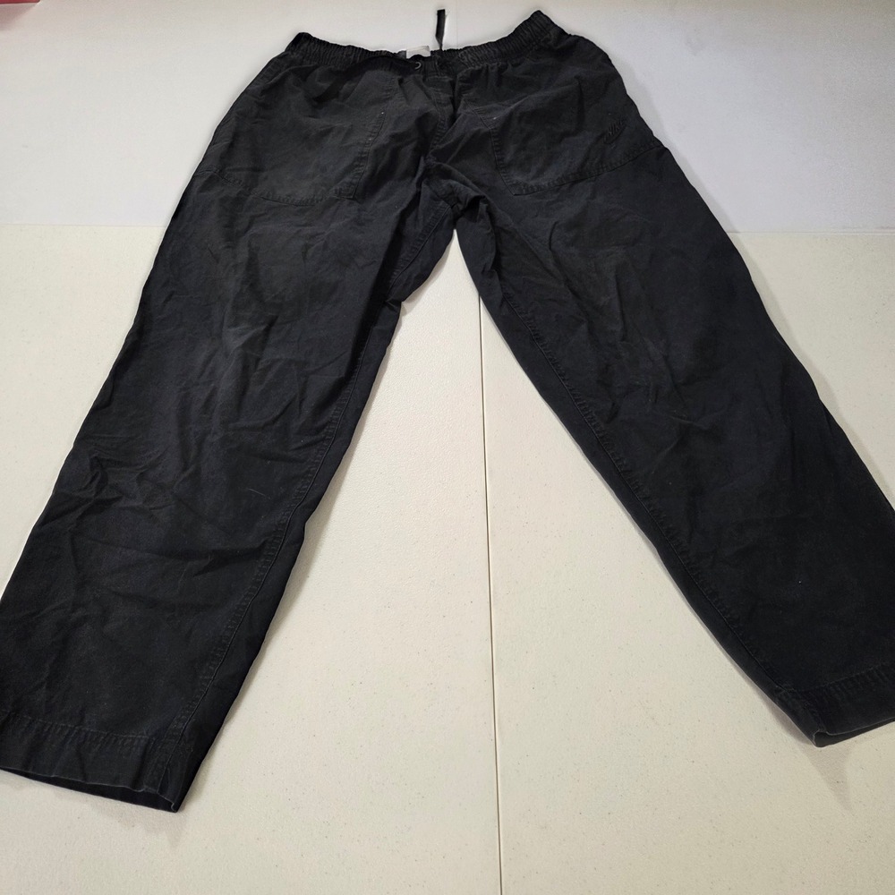 Nike Mens Black Utility Cargo Pants Elastic Waist Tapered Cinch Hem Large